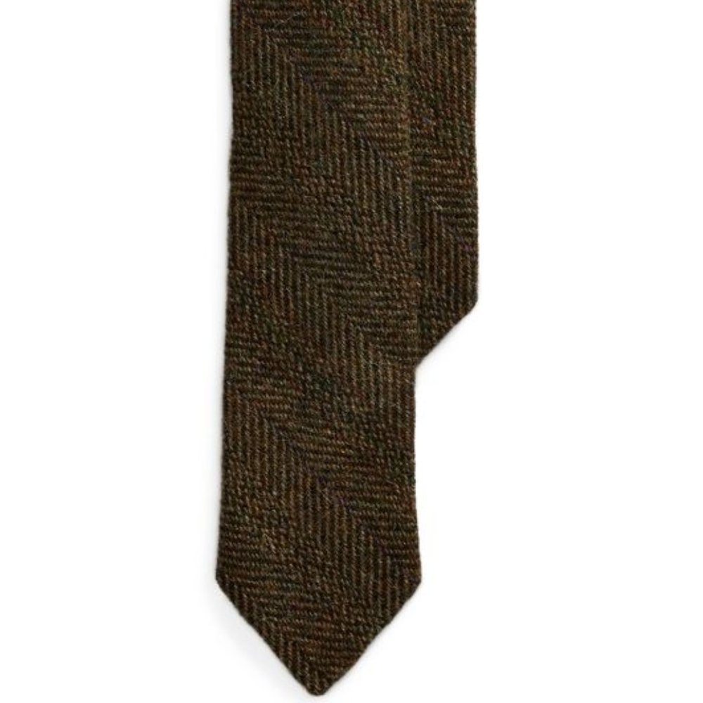 NWOT Polo Ralph Lauren Wool Herringbone Narrow Tie Made in Italy
